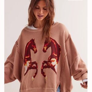 We The Free Brown Horse Graphic Pullover